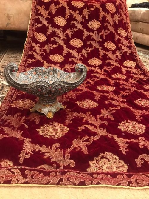 Heavy Zari Embroidered Velvet Shawl